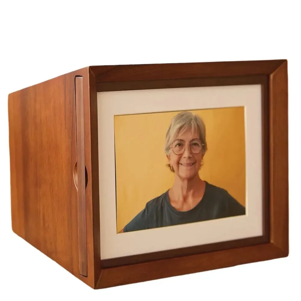 Aspenstudio Walnut Photo Urn for Human Cremation with Picture Frame MSRP $109.99